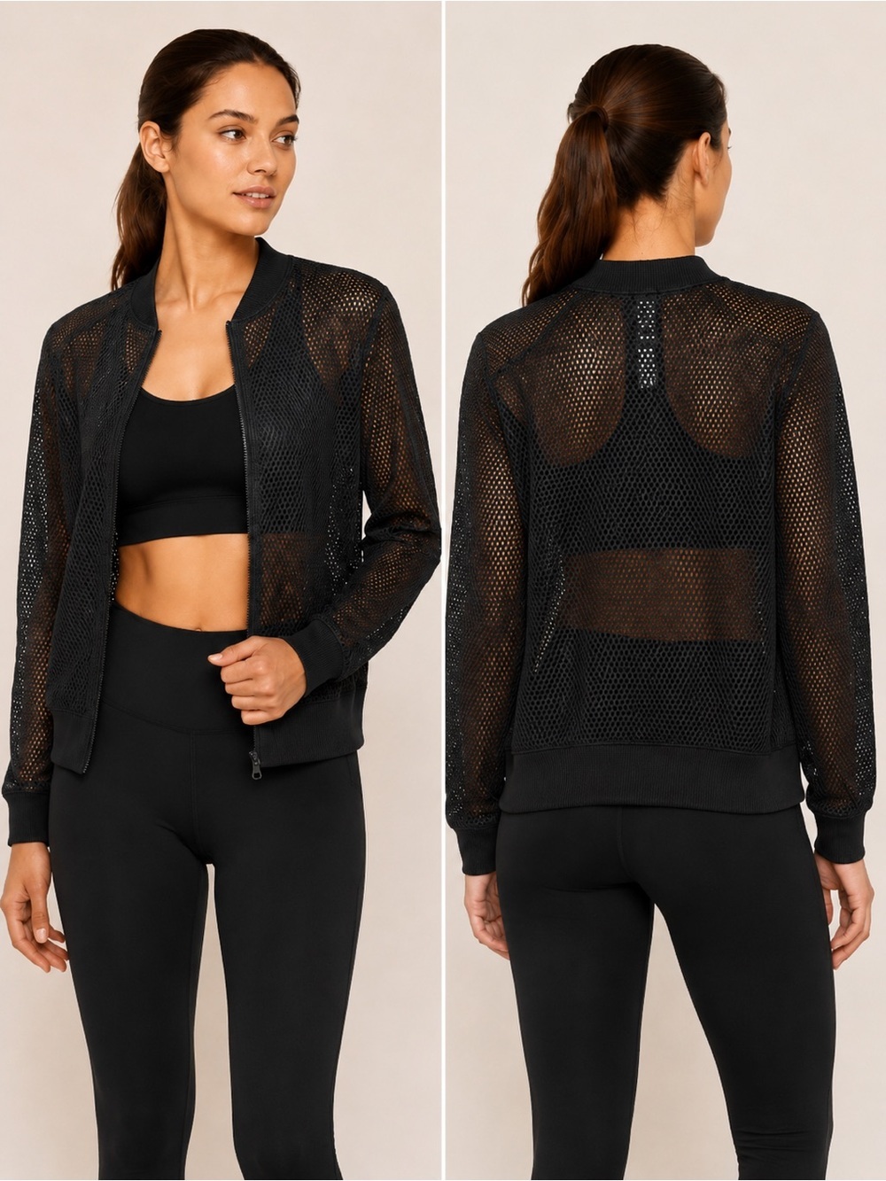 Victoria Sport Mesh Bomber Jacket | Black | Small | NWT